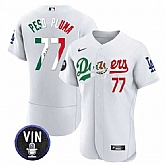 Men's Los Angeles Dodgers #77 Pezo Pluma White Mexico Special Vin Scully Patch Flex Base Stitched Jersey Dzhi,baseball caps,new era cap wholesale,wholesale hats